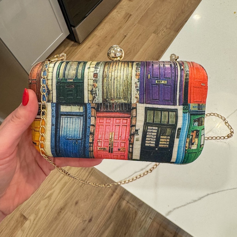 Gold Retro Cassette Clutch with Chain Strap